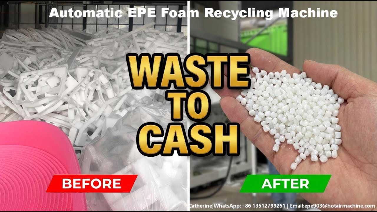 Automatic EPE Foam Recycling Machine | PE Foam Pelletizer Line with Crusher & Conveyor