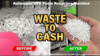 Automatic EPE Foam Recycling Machine | PE Foam Pelletizer Line with Crusher & Conveyor