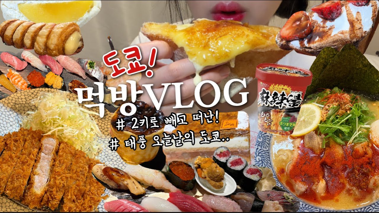 도쿄여행브이로그) 처참히 망한🥹첫 도쿄.. 태풍..뚫고💨 ☔️도쿄 맛집 찾기! 도쿄 먹방브이로그!🇯🇵🇯🇵