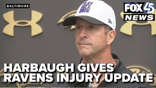 Ravens head coach John Harbaugh provides injury updates for DeAndre Hopkins, Jaire Alexander, more