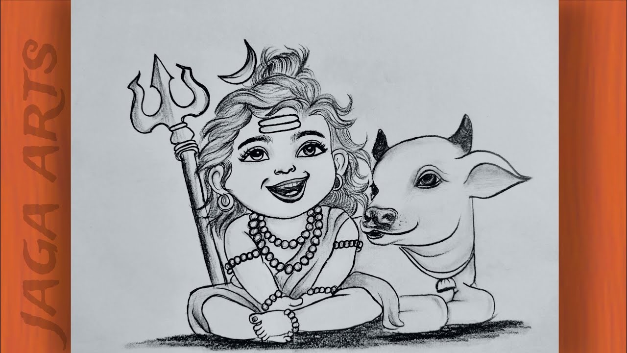 🥰Nandi or Shiv ji ki drawing easy // Nandi with Shiva drawing easy 