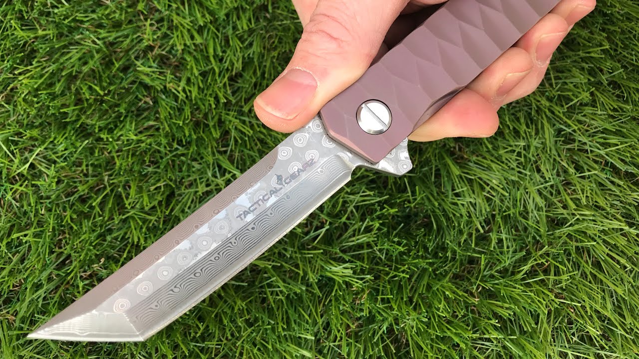 TacticalGearz Saint XT Twilight, Damascus EDC Pocket Knife w/ Titanium Handle!