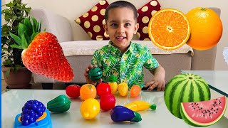 Learn Fruits and Vegetables name | Toy velcro cutting | just like Toys and little Gaby | Kid playing