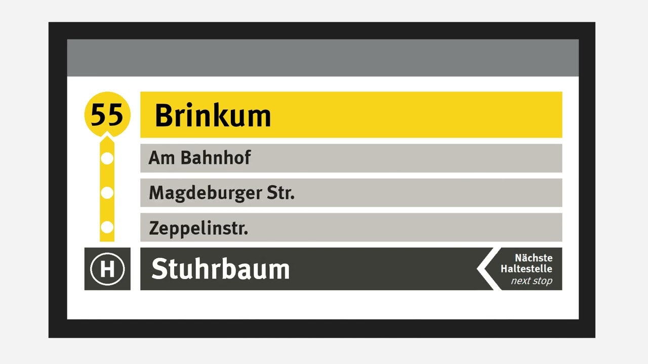 BSAG Haltestellenansagen | Linie 55 | Ri. Brinkum | Herbst 2022