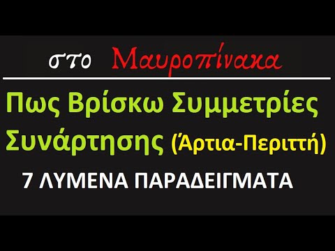 Πως βρίσκω συμμετρίες συνάρτησης -  Λυμένες ασκήσεις σε άρτια περιττή