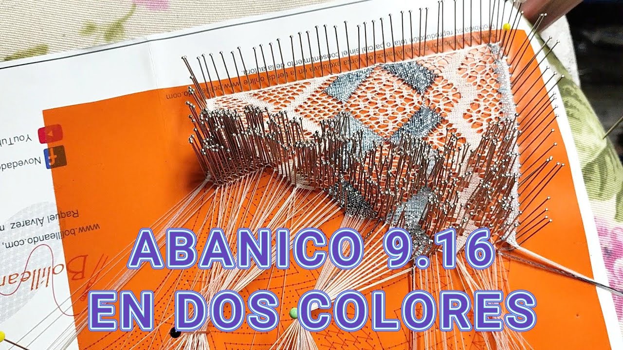 Abanico 9.16 bicolor con seda del 70 e hilo Fiesta