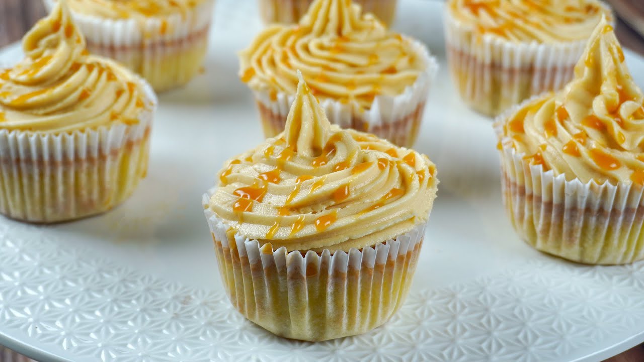 أروع كاب كيك بالكراميل - كيك، كريمة و كراميل