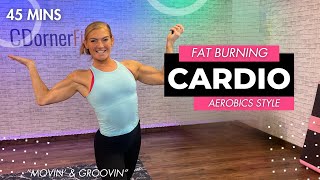 45 Min Old School Aerobics Cardio Workout - Low Impact and High impact options
