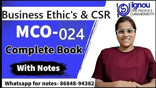 MCO 024 Business Ethic &amp; CSR in Hindi Mco 024 Complete Book and PYQ &amp; Important question of MCO 021
