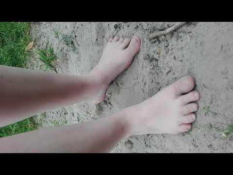 Walking in the sand barefoot