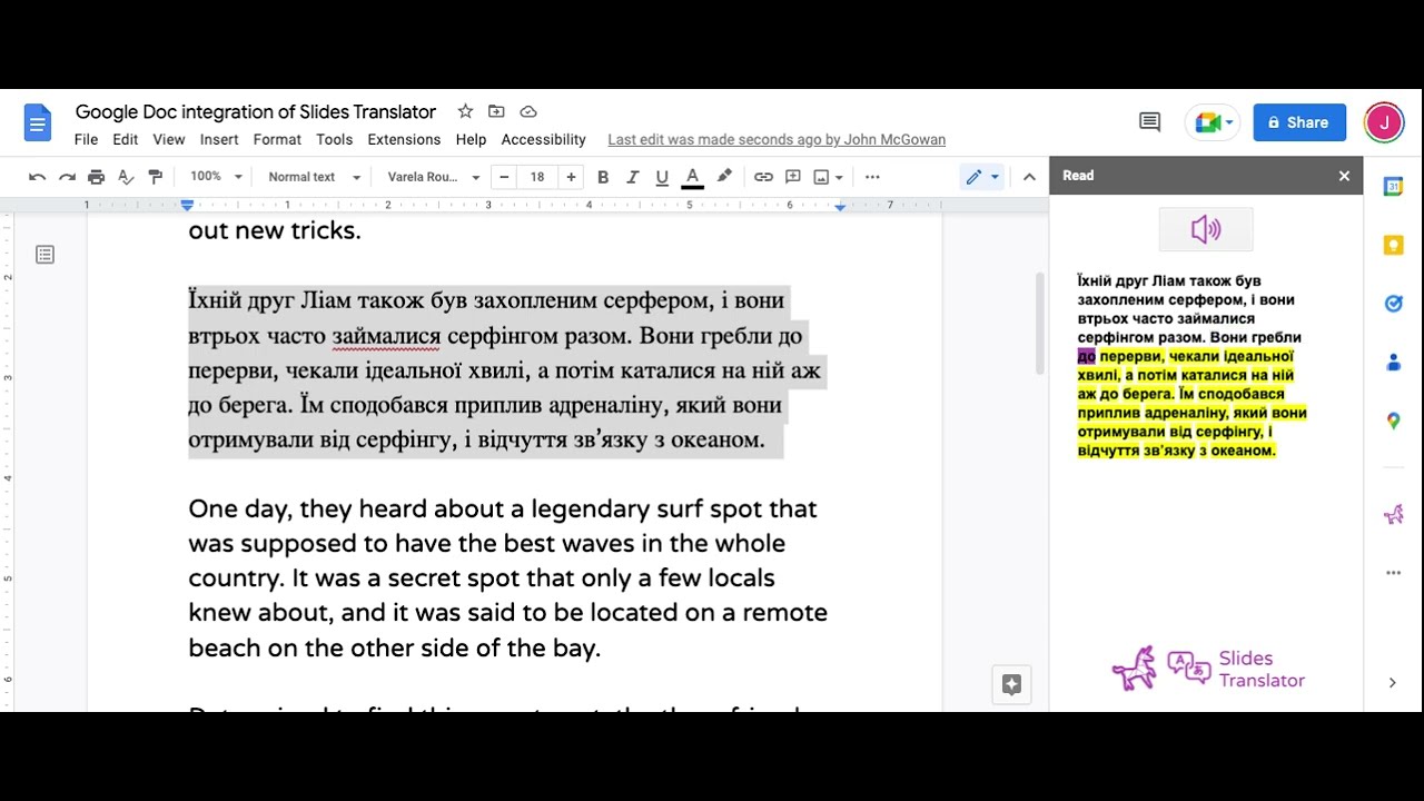 Google Doc integration of Slides Translator Google Docs YouTube