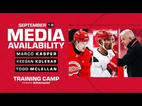 Marco Kasper, Keegan Kolesar, Todd McLellan Media Availability | Detroit Red Wings Training Camp