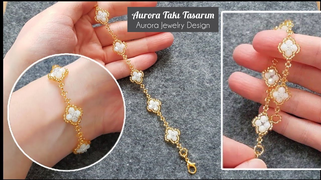 Kristal yonca bileklik yapımı. Crystal clover beaded bracelet making. How to make crystal bracelet.