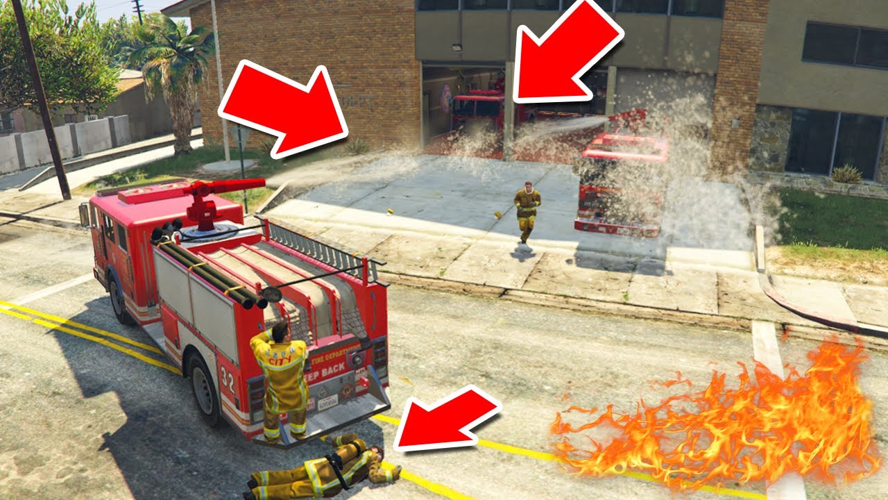 Gta 5 ITA - QUANTO sono INTELLIGENTI i POMPIERI di Gta? giochi uniti