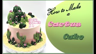 Cactus Cake 🌵🌵. Pastel de Cactus. How to Make Buttercream Cactus