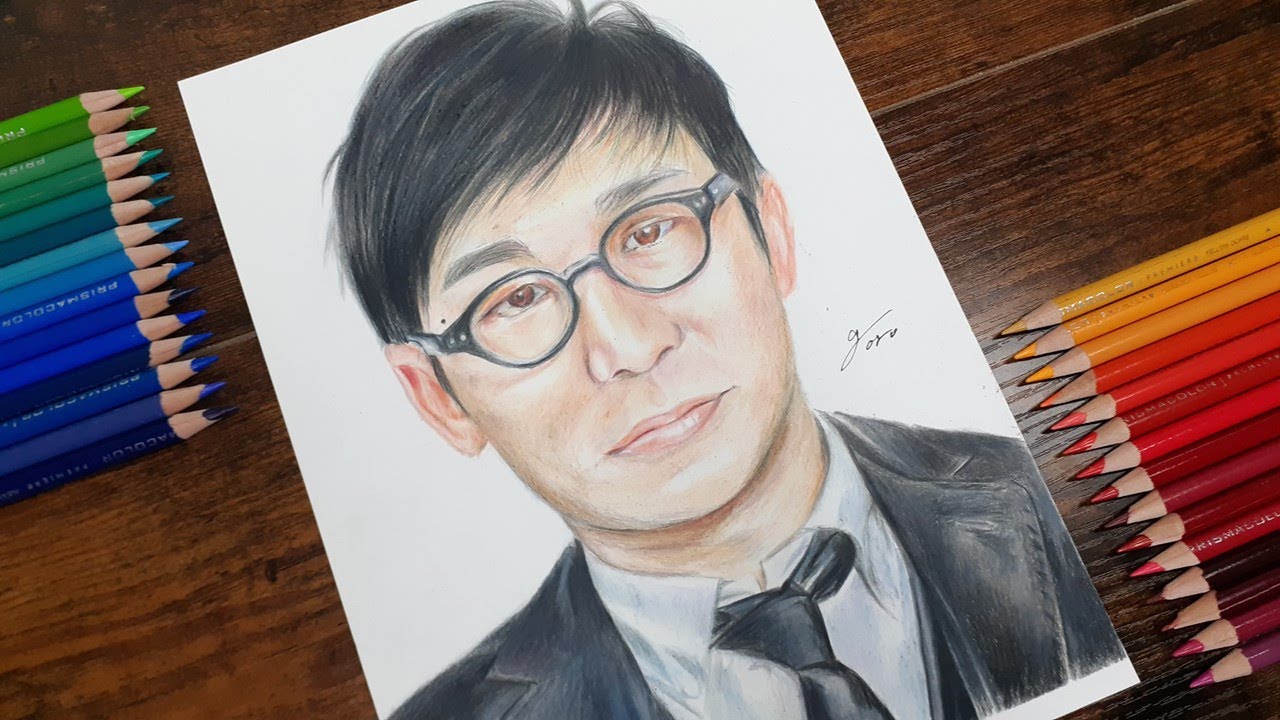 メイキング】色鉛筆で人物画 シソンヌ じろう - YouTube