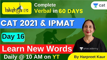 LAKSHYA 1.O | CAT 2021 & IPMAT | Learn new words | Harpreet Kaur