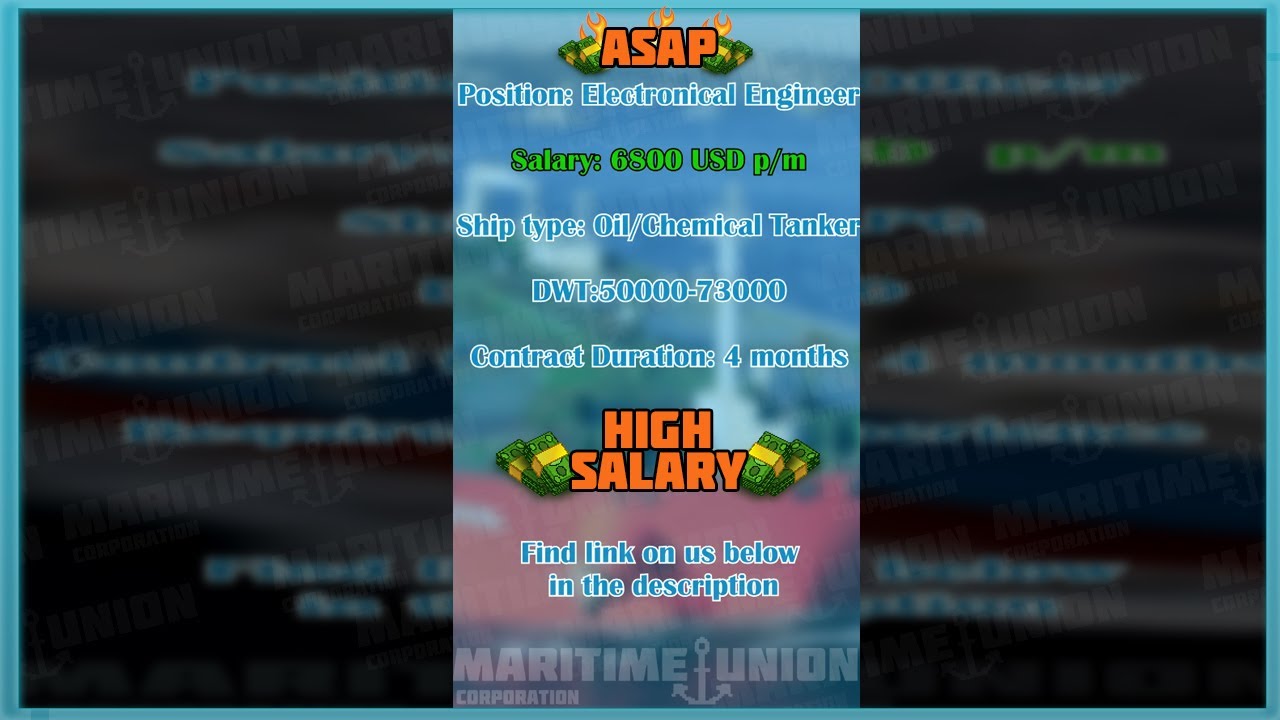 Electronical Engineer for Oil Tanker with salary 6800 USD | Maritime Union 