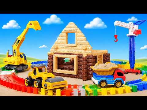 Alex et ses petites voitures découvrent le chantier et construisent une maison