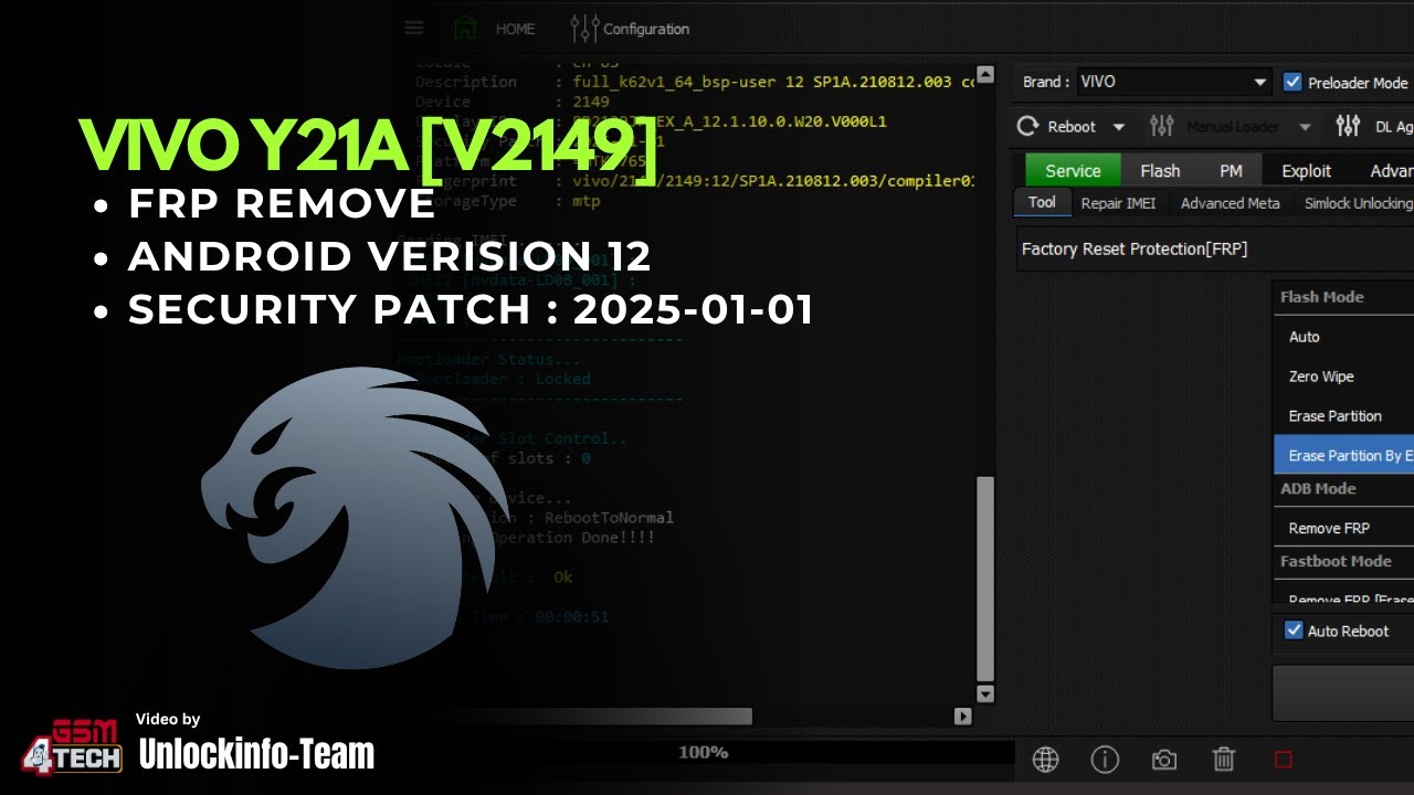 Vivo Y21a [V2149] 2025 Security FRP Erase By Hydra Tool