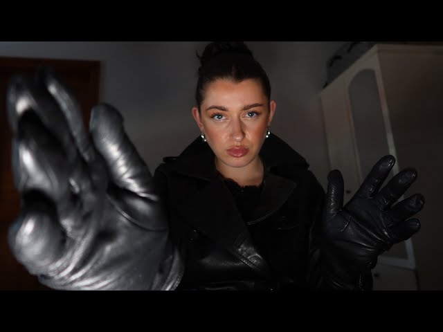 We recruit you roleplay ASMR leather interrogation gloves trench coat
