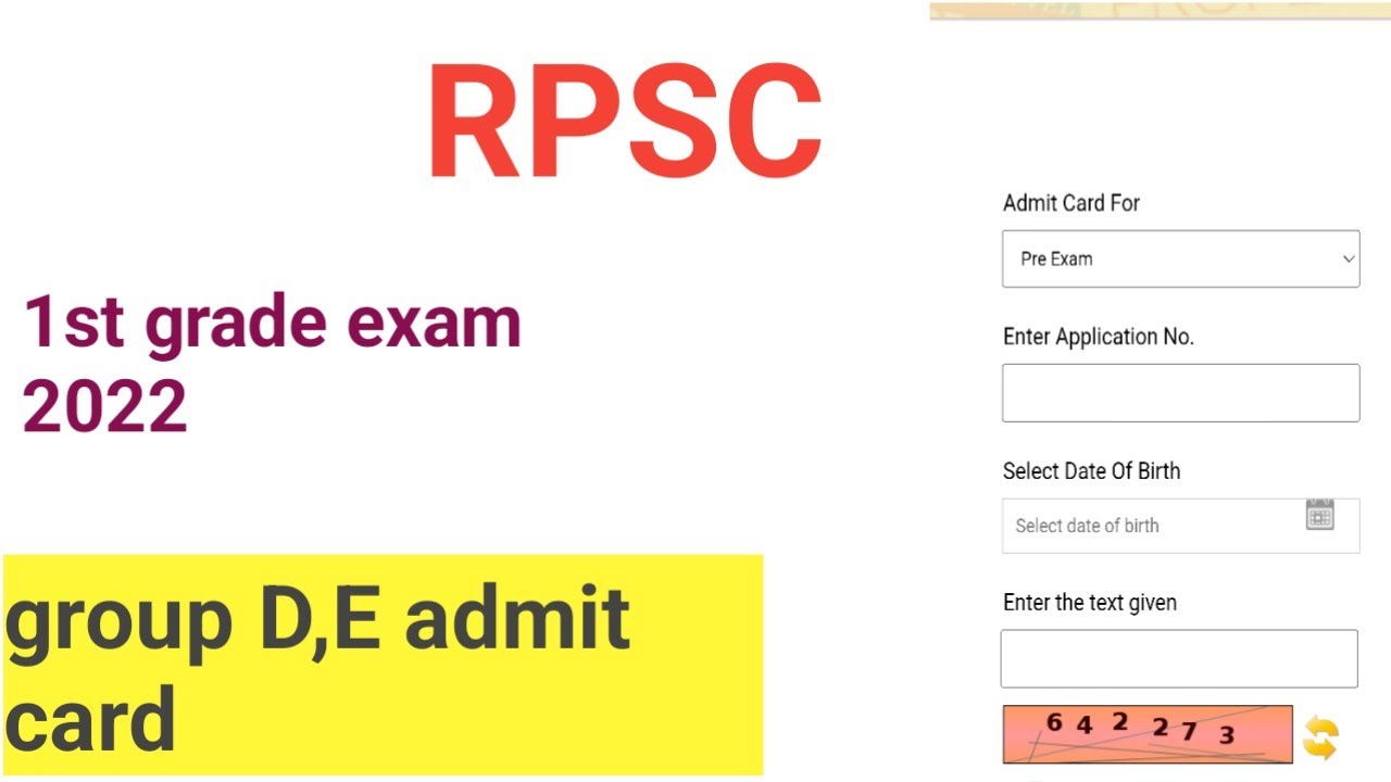 Rpsc 1st Grade Exam 2022 Group D E Admit Card Realised YouTube Rpsc 1st grade exam 2022 group d e admit card realised youtube