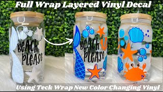Full Wrap Layered Vinyl Decal | Teck Wrap New Color Changing Vinyl | Easy Cricut DIY | Libbey Glass