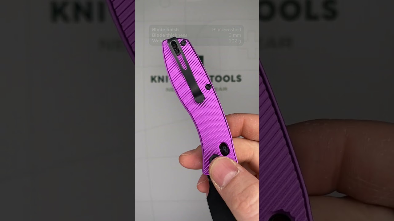 Tenable Knives Heron B2124V1 Blackwashed Nitro-V, Purple Aluminum