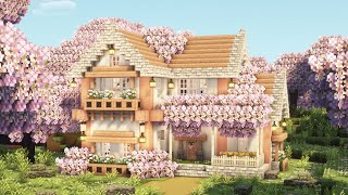 [Minecraft] 🌸💖 Cottagecore Cherry Blossom House Tutorial / Mizuno's 16 Craft Resource Pack