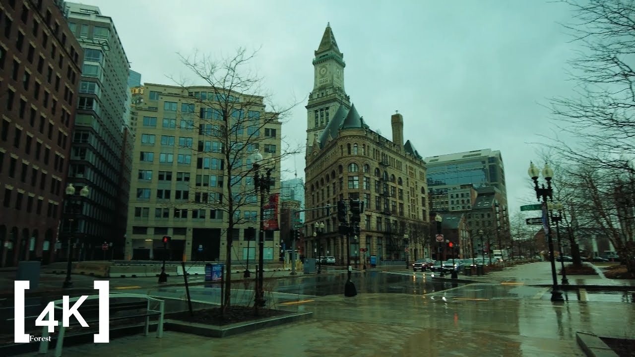 [4K] Rainy Day Downtown Boston | City Sounds | ASMR Ambience - YouTube