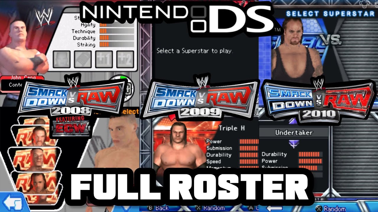 All WWE SmackDown vs. Raw Full Rosters on Nintendo DS