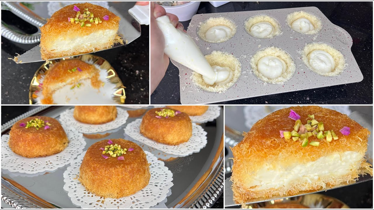 كنافة مقرمشة و معلكة بكريمة الحامض و الجبن من اسهل و الذ ما يكون 👌