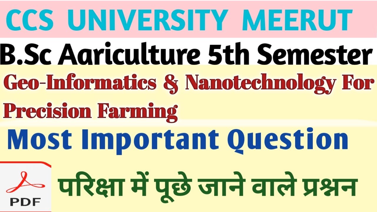 Geo-Informatics & Nanotechnology For Precision Farming ||Most Important Question ||B.Sc Ag 5th Sem.