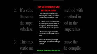 Can we override static method in Java? #shorts #youtubeshorts #java
