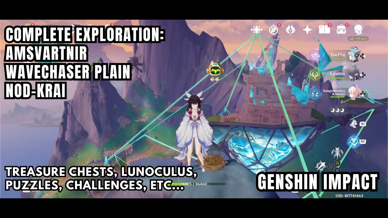 [Genshin Impact Exploration] Amsvartnir - Wavechaser Plain, Nod-Krai - Chests Lunoculus Puzzles