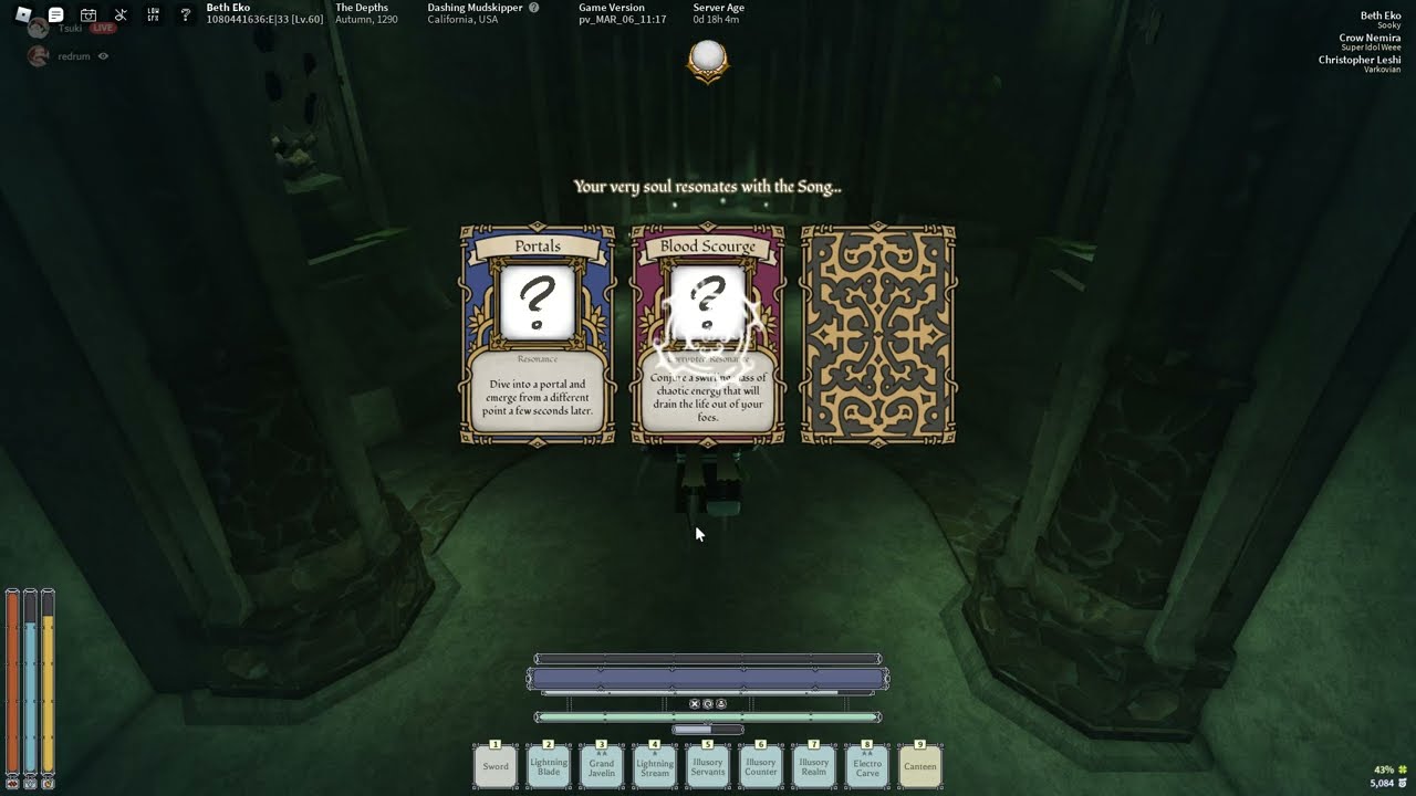 Rolling Corrupted Reaper in Deepwoken...