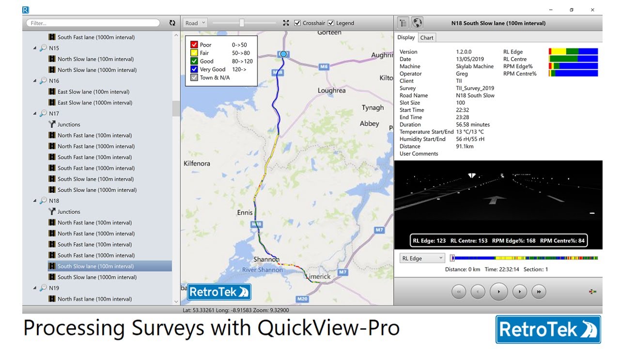 RetroTek QuickView Pro Demo - Retroreflectivity survey reporting software