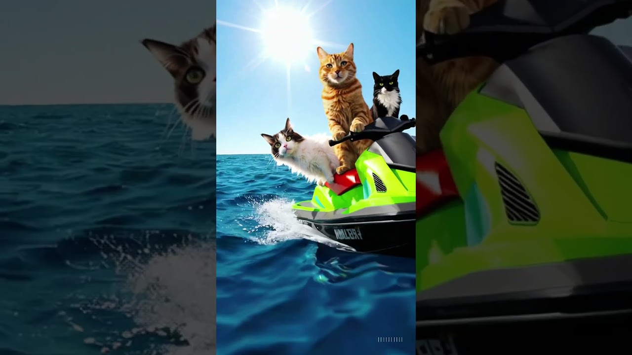 Cats on a Jet Ski?! Summer Just Got Wild! 😎🌊