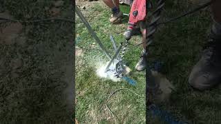 Drilling Surefoot piles into rock