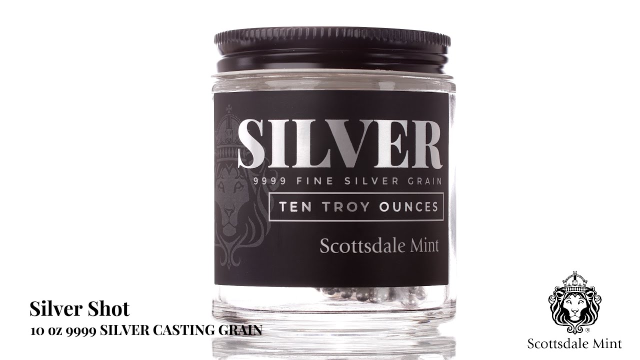 Silver Shot 10 Troy oz .9999 Fine Silver Casting Grain Jar