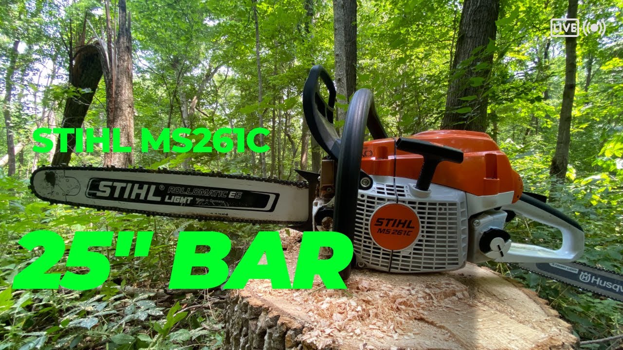 Справится ли STIHL MS261C с шиной длиной 25 дюймов?