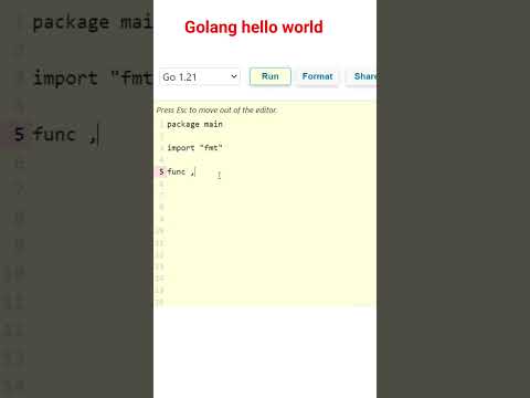 Hello World program in golang || golang programing || golang #golang  #coding #shorts