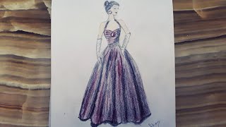 Girl With Her Dress Drawing For Beginners Princess Drawing Elbiseli Kız Çizimiprenses Çizimi