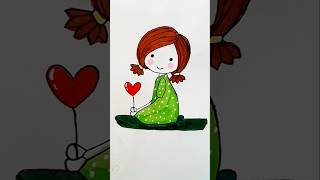 Coloring a Cute Girl with a Heart Flower 🌸🖌️ | Soft & Dreamy Coloring for All Ages #easydrawing screenshot 4