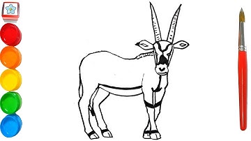 Vẽ con vật #193: Vẽ Linh dương Nam Phi | How to draw a Gemsbok