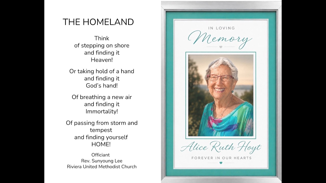 Alice Ruth Hoyt. Celebration of Life Service. October 3, 2026 1 P.M.