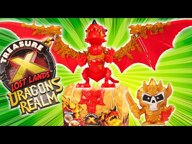Treasure X Coffre Du Dragon – Roche à Casser + Carte Mystère + Dragon Doré Ou Ardent – Figurine Surprise + Armure Or – Dès 5 Ans