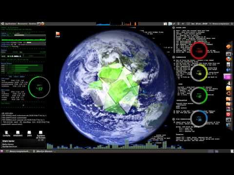 Ubuntu 10.10 + compiz-fusion + conky + screenlets + xwinwrap + rythmbox (by binary-temptation)