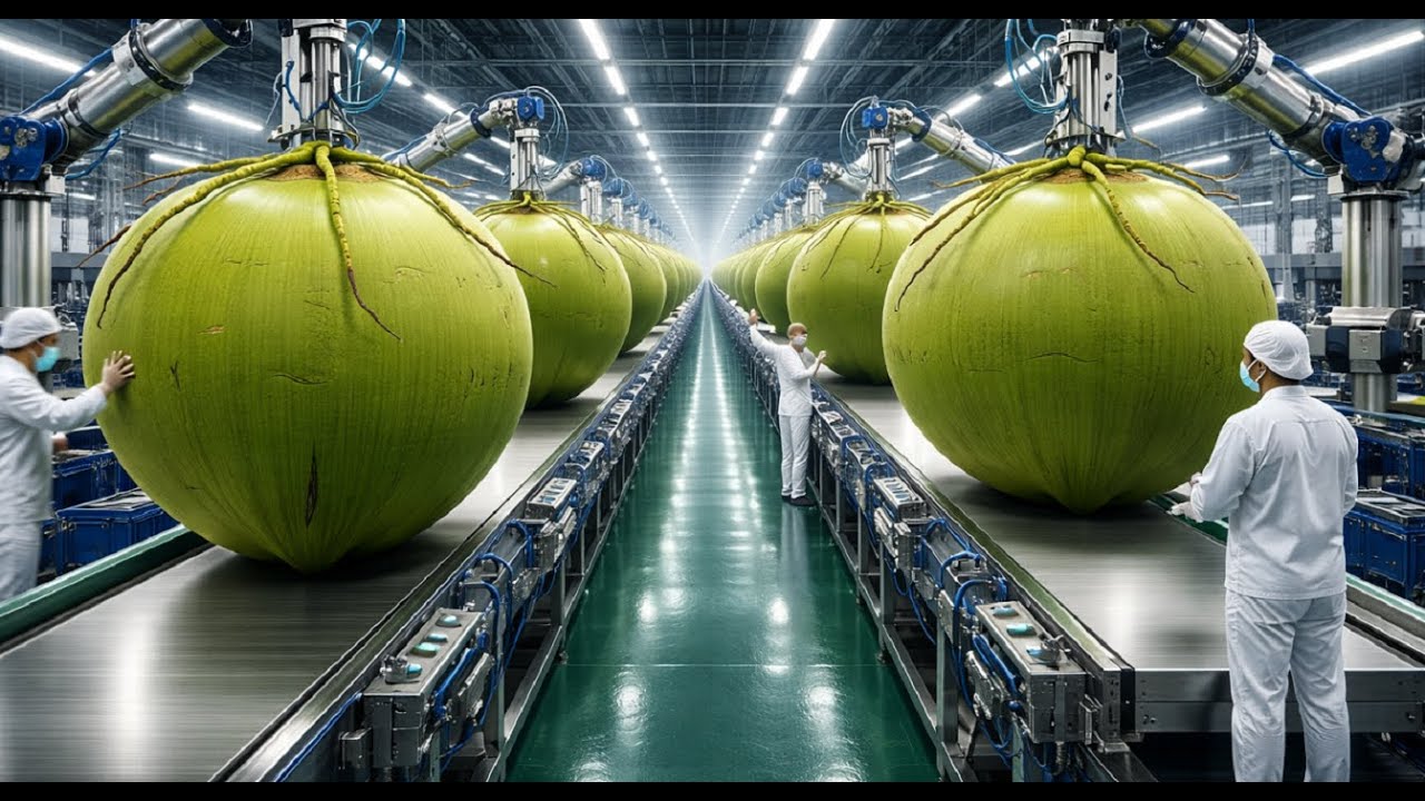 Inside a Modern Coconut Factory: From Fresh Coconuts to Pure Coconut Water (Full Process)