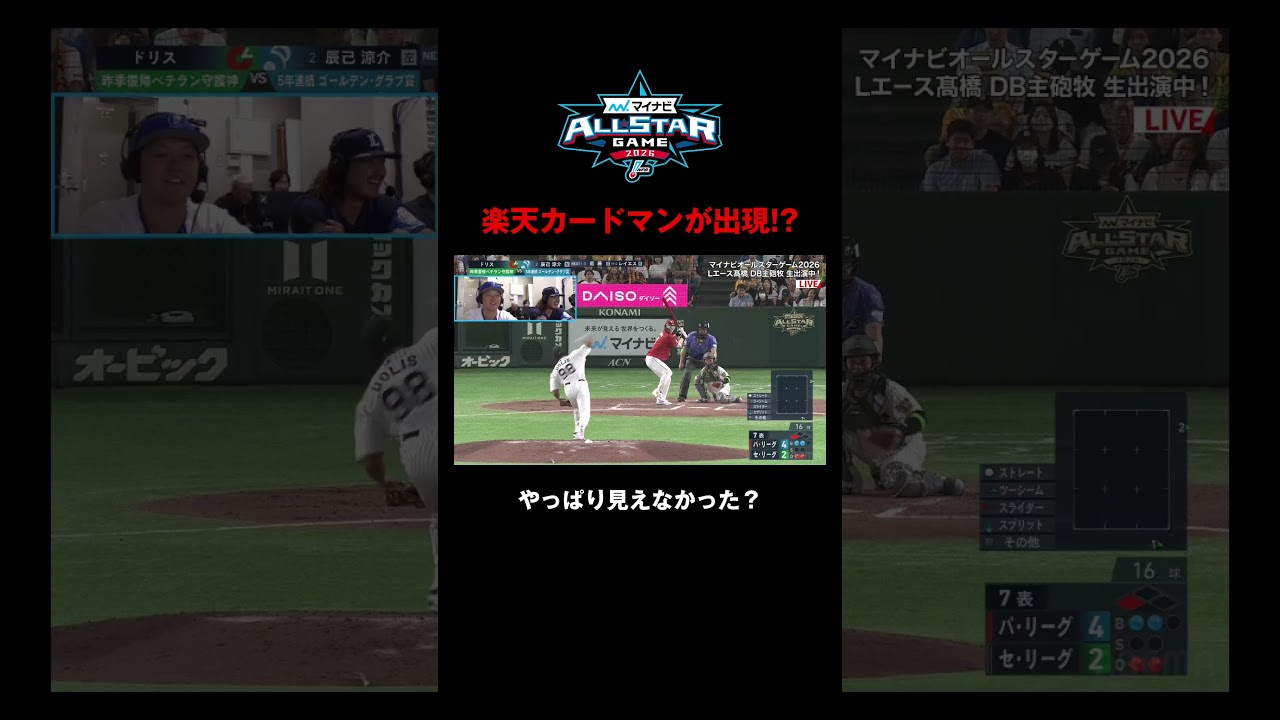 【オールスターならでは?】球場に楽天カードマンが出現!?